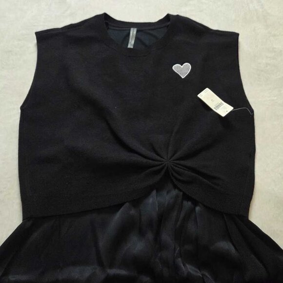 New M By Anthropologie the Gemini cap-sleeve Twofer sweater + dress set in blac - Picture 6 of 12